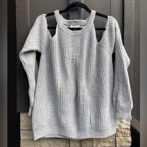 Cloud Chaser Off-the-Shoulder Gray Sweater